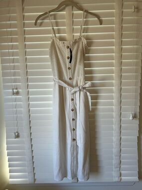 Abercrombie & Fitch Midi Dress White Sleeveless Summer Smocked Medium